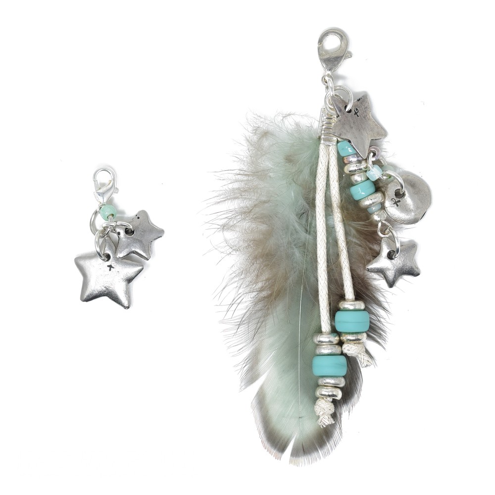 White Silver Feather Charm | Hairwraps UK